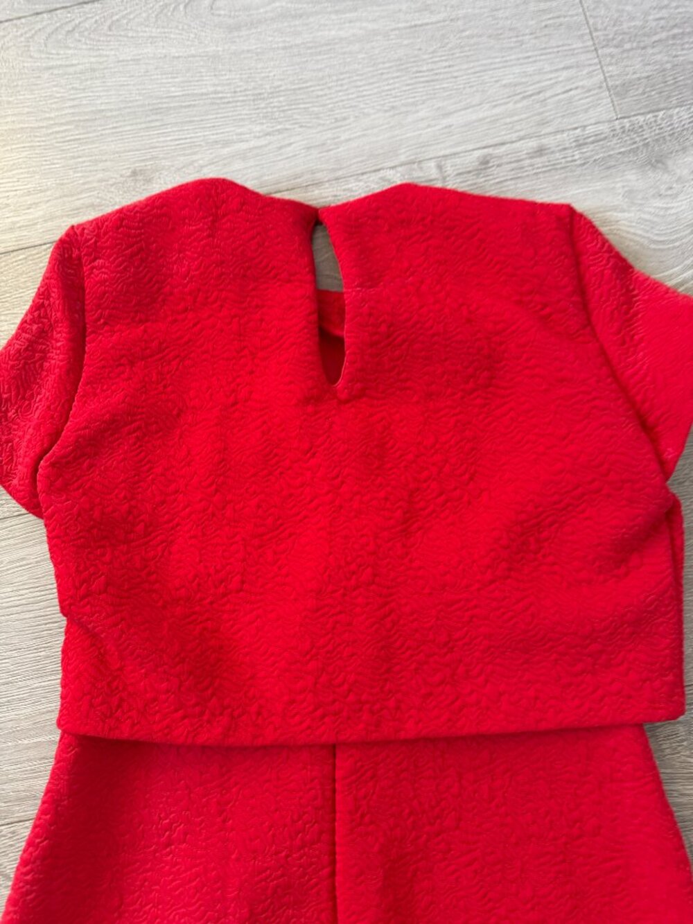 Zara Trafaluc Red Textured Overlay A-Line Dress Size Small - Picture 7 of 10
